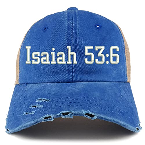 Trendy Apparel Shop Isaiah 53:6 Frayed Bill Trucker Mesh Back Cap