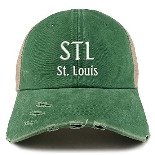 Trendy Apparel Shop STL St. Louis Embroidered Frayed Bill Trucker Mesh Back Cap