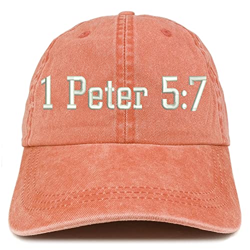 Trendy Apparel Shop 1 Peter 5:7 Washed Pigment Dyed Baseball Cap