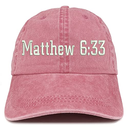 Trendy Apparel Shop Matthew 6:33 Washed Pigment Dyed Baseball Cap