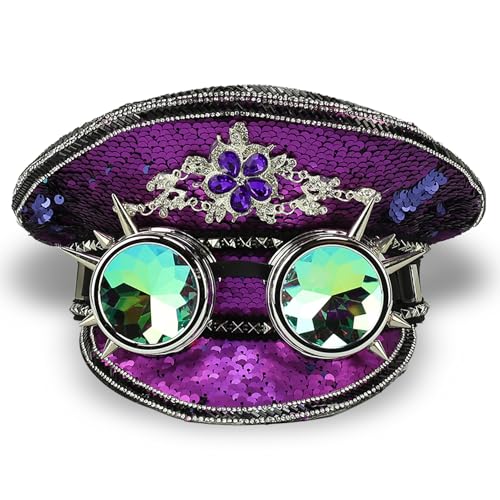 Trendy Apparel Shop Festival Party Sparkly Sequin Rhinestone Captain Hat
