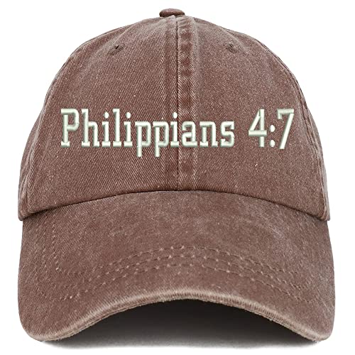 Trendy Apparel Shop Philippians 4:7 Washed Pigment Dyed Baseball Cap