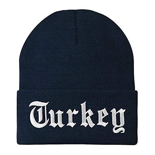 Trendy Apparel Shop Turkey Old English Embroidered Long Cuff Beanie