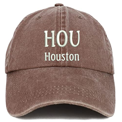 Trendy Apparel Shop HOU Houston Embroidered Pigment Dyed Washed Baseball Cap