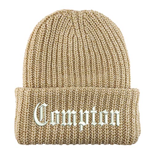 Trendy Apparel Shop Compton City Old English Long Cuffed Thick Ribbed Beanie