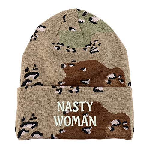 Trendy Apparel Shop Nasty Woman Embroidered Made in USA Camo Beanie