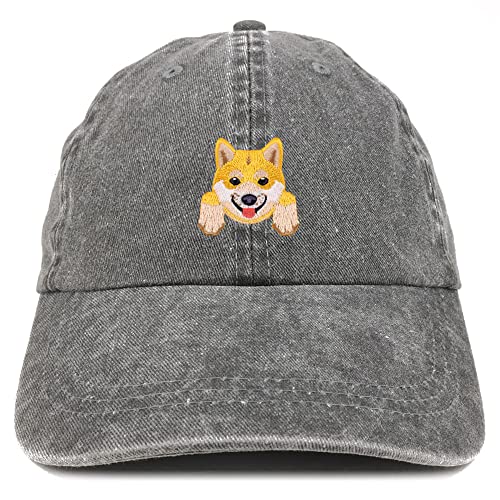 Trendy Apparel Shop Shiba Inu Patch Pigment Dyed Washed Baseball Cap
