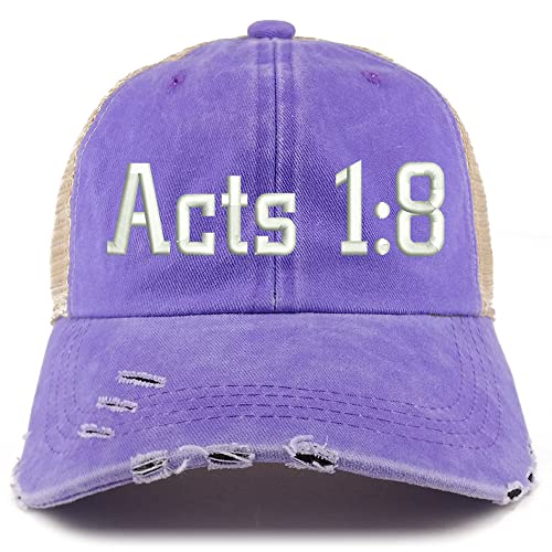 Trendy Apparel Shop Acts 1:8 Frayed Bill Trucker Mesh Back Cap