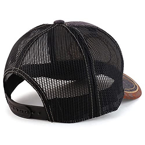 Trendy Apparel Shop Rodeo Leather Patch Trucker Snapback Ball Cap