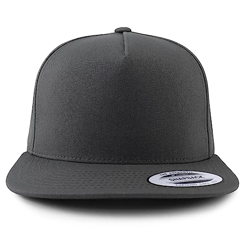 Trendy Apparel Shop Flexfit Brand 5 Panel Structured Blank Flatbill Snapback Cap
