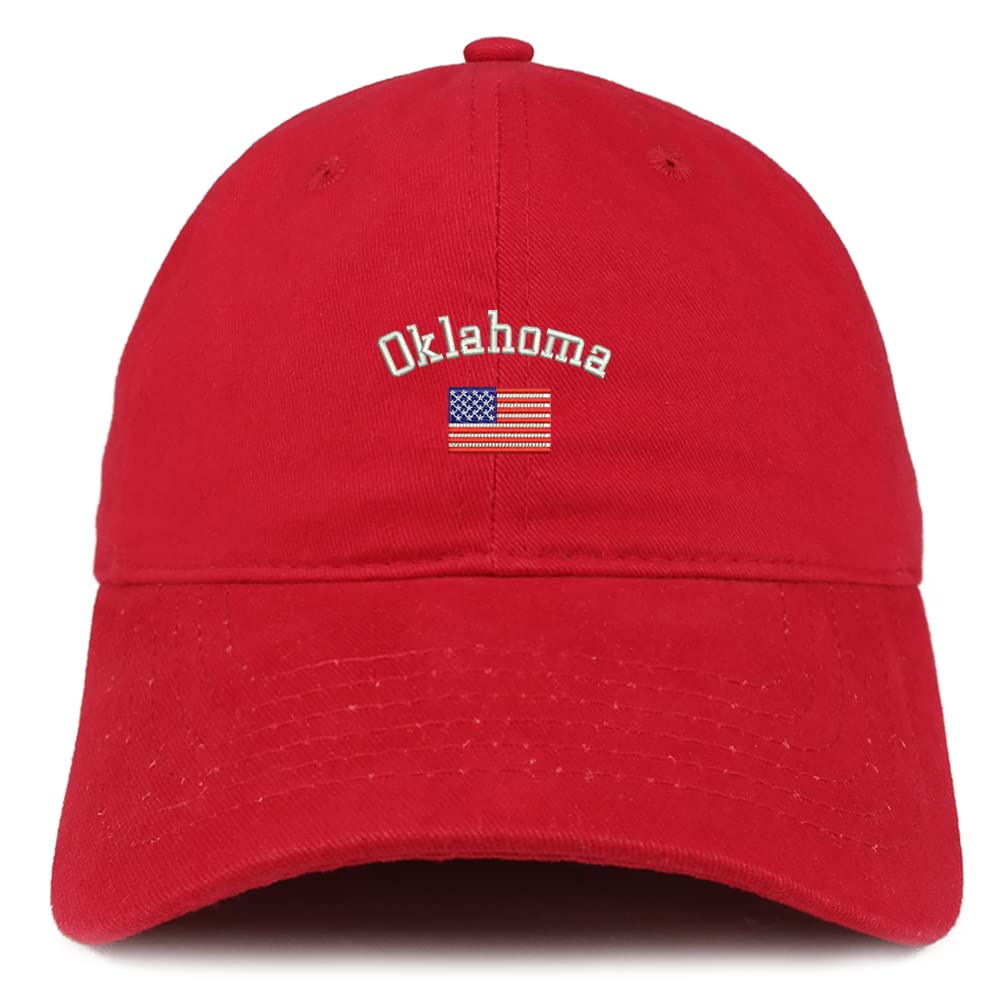 Trendy Apparel Shop Oklahoma USA Flag Low Profile Soft Cotton Baseball Cap