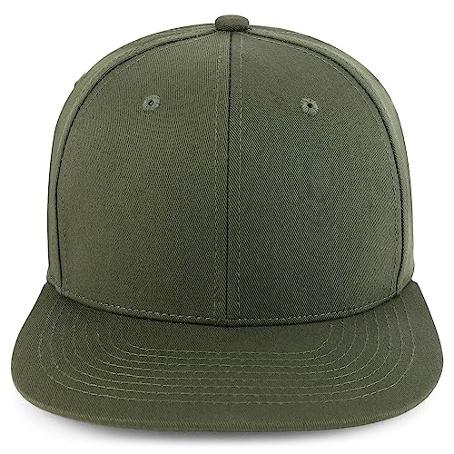 Trendy Apparel Shop 100% Cotton Plain Structured 6 Panels Flatbill Snapback Baseball Cap