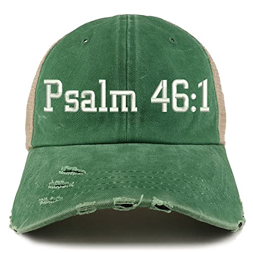 Trendy Apparel Shop Psalm 46:1 Frayed Bill Trucker Mesh Back Cap