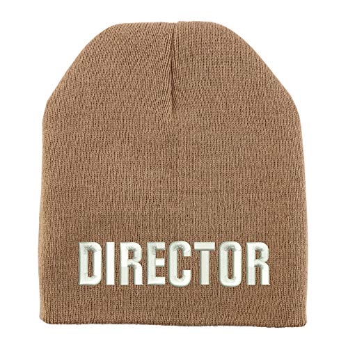 Trendy Apparel Shop Director Embroidered Made in USA Short Acrylic Knit Winter Beanie Hat
