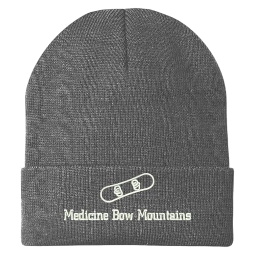 Trendy Apparel Shop Medicine Bow Mountains Snowboard Logo Embroidered Long Cuff Beanie
