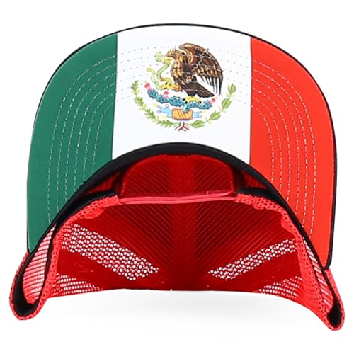 Trendy Apparel Shop 5 Panel Structured Trucker Cap with Mexico Flag Design Undervisor