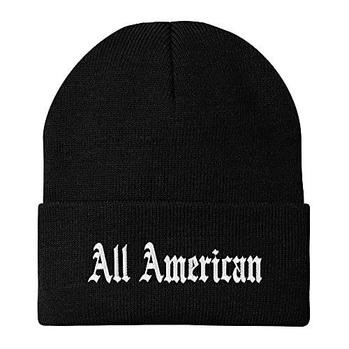 Trendy Apparel Shop All American Old English Embroidered Long Cuff Beanie