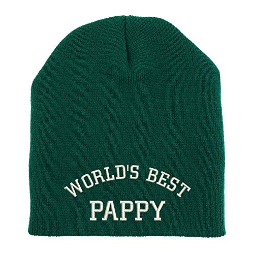 Trendy Apparel Shop World's Best Pappy Embroidered Made in USA Short Acrylic Knit Winter Beanie Hat