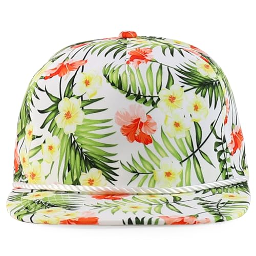 Trendy Apparel Shop Floral Print Unstructured 5 Panel Flatbill Rope Baseball Cap
