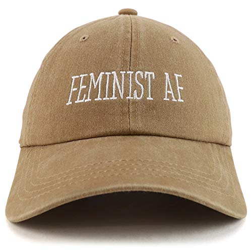 Trendy Apparel Shop Feminist AF Text Embroidered Washed Cotton Unstructured Baseball Cap