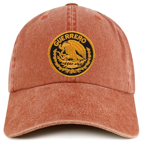 Trendy Apparel Shop Guerrero Mexico Gold Embroidered Patch Pigment Dyed Washed Baseball Cap