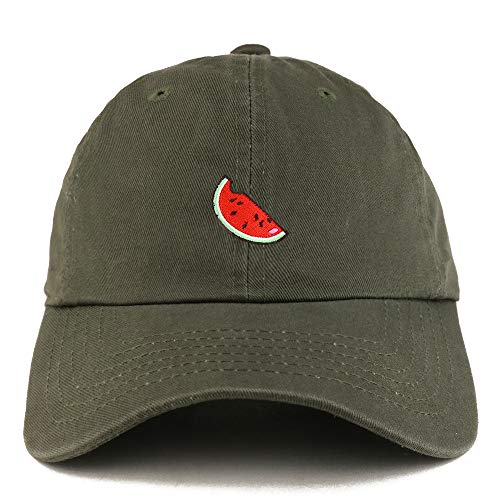 Trendy Apparel Shop Watermelon Patch Solid Cotton Unstructured Dad Hat - Olive