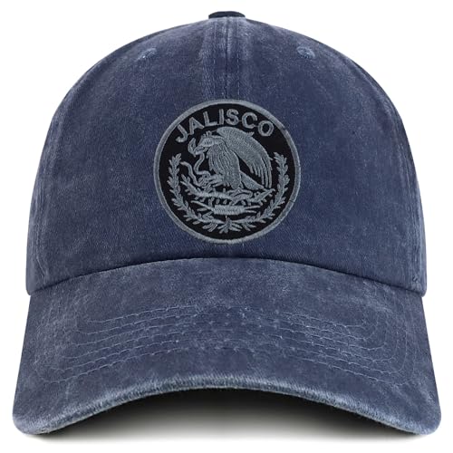Trendy Apparel Shop Jalisco Mexico Charcoal Embroidered Patch Pigment Dyed Washed Baseball Cap