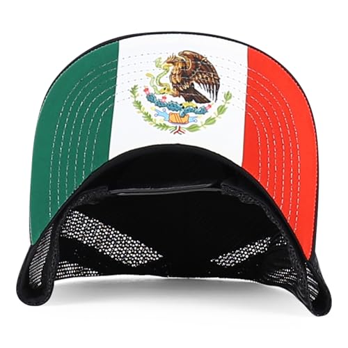 Trendy Apparel Shop 5 Panel Structured Trucker Cap with Mexico Flag Design Undervisor