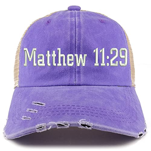 Trendy Apparel Shop Matthew 11:29 Frayed Bill Trucker Mesh Back Cap