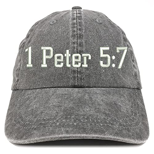 Trendy Apparel Shop 1 Peter 5:7 Washed Pigment Dyed Baseball Cap