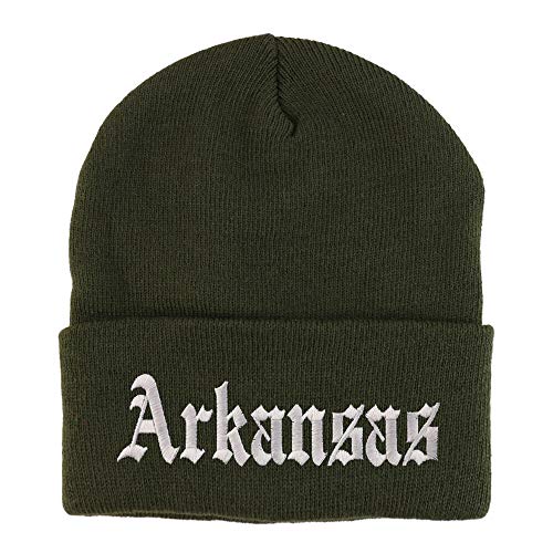 Trendy Apparel Shop Arkansas State Old English Embroidered Long Cuff Beanie