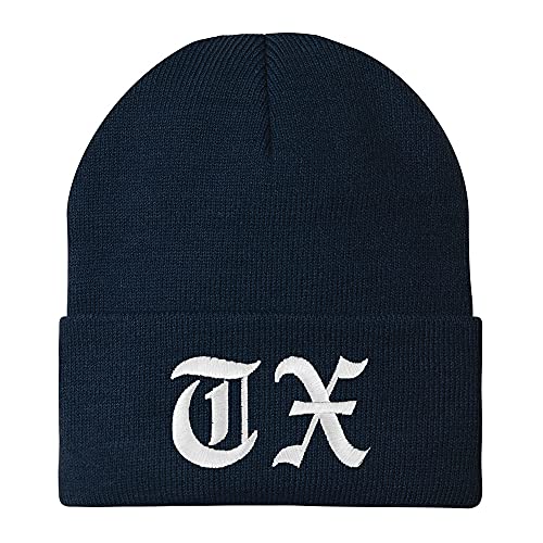 Trendy Apparel Shop Texas TX Old English Embroidered Long Cuff Beanie