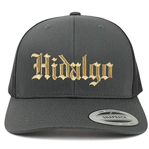 Trendy Apparel Shop Old English Hidalgo Gold Embroidered Retro Trucker Mesh Cap