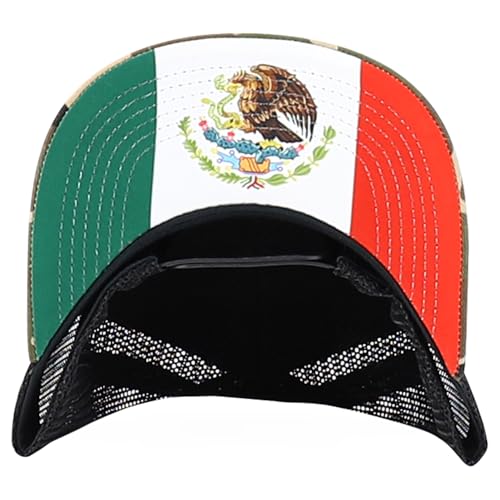 Trendy Apparel Shop 5 Panel Structured Trucker Cap with Mexico Flag Design Undervisor