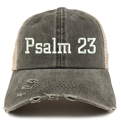 Trendy Apparel Shop Psalm 23 Frayed Bill Trucker Mesh Back Cap