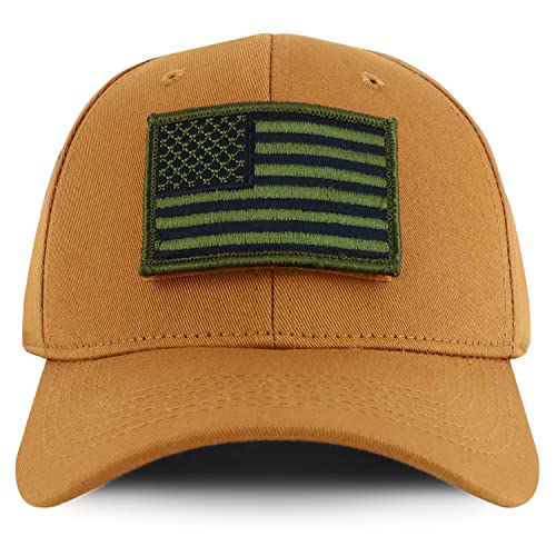 Trendy Apparel Shop Olive USA Flag Patch Tactical Cap, Fits Child to Adult 2XL