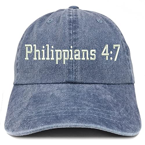 Trendy Apparel Shop Philippians 4:7 Washed Pigment Dyed Baseball Cap