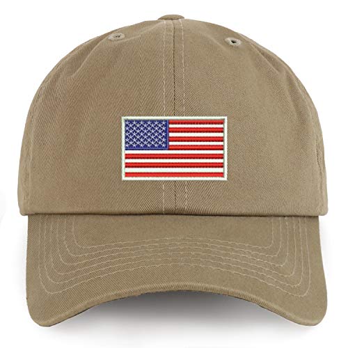 Trendy Apparel Shop XXL USA White Flag Embroidered Unstructured Cotton Cap
