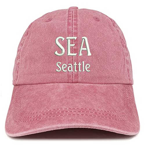 Trendy Apparel Shop SEA Seattle Embroidered Pigment Dyed Washed Baseball Cap