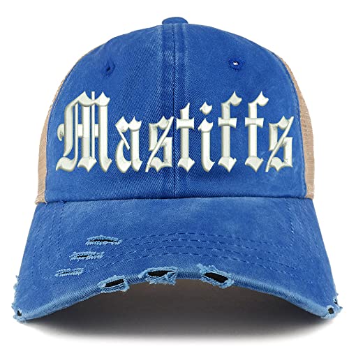 Trendy Apparel Shop Old English Mastiffs Frayed Bill Trucker Mesh Back Cap