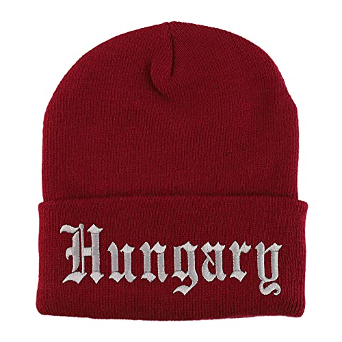 Trendy Apparel Shop Hungary Old English Embroidered Long Cuff Beanie