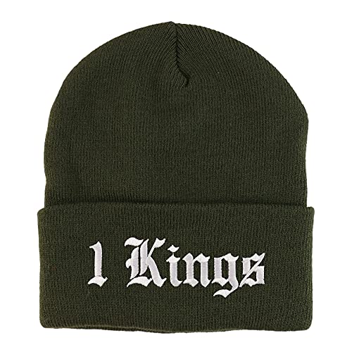 Trendy Apparel Shop 1 Kings Old English Embroidered Long Cuff Beanie