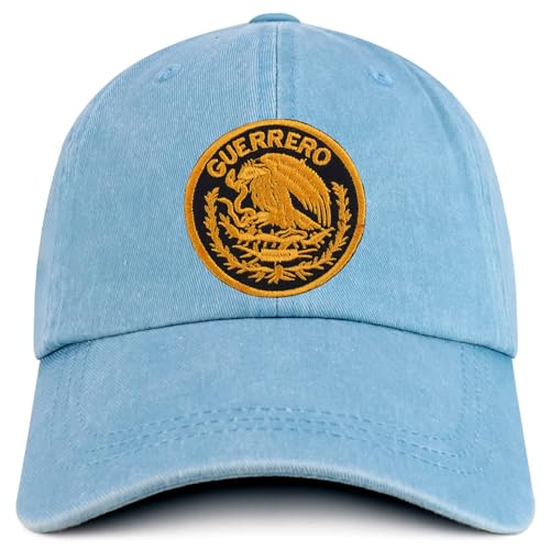 Trendy Apparel Shop Guerrero Mexico Gold Embroidered Patch Pigment Dyed Washed Baseball Cap