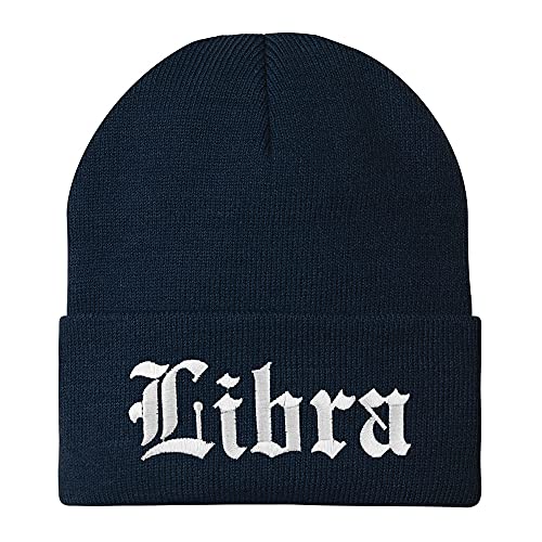 Trendy Apparel Shop Libra Old English Embroidered Long Cuff Beanie