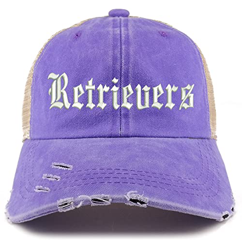 Trendy Apparel Shop Old English Retrivers Frayed Bill Trucker Mesh Back Cap