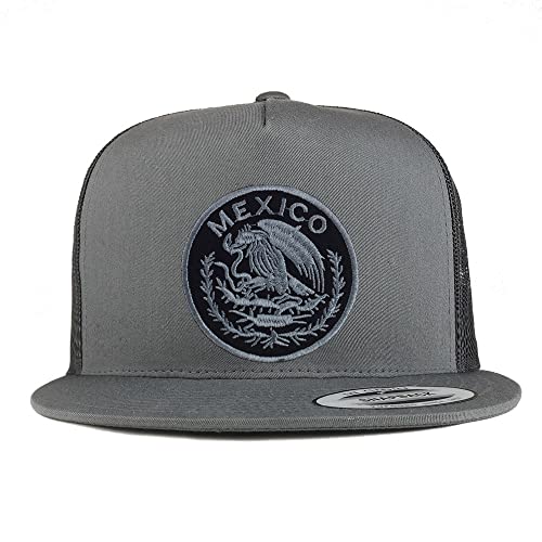 Trendy Apparel Shop Circular Mexico Patch 5 Panel Flatbill Trucker Cap