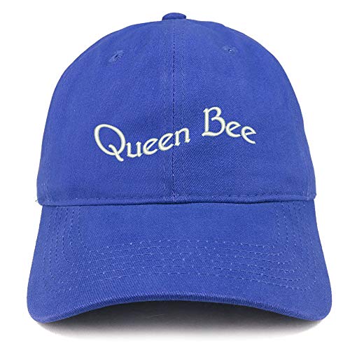 Trendy Apparel Shop Queen Bee Text Embroidered Soft Crown 100% Brushed Cotton Cap