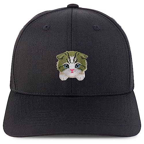 Trendy Apparel Shop Scottish Fold Embroidered Patch 6 Panel Structured Curved Bill Baseball Cap