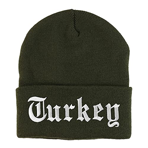 Trendy Apparel Shop Turkey Old English Embroidered Long Cuff Beanie