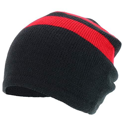 Trendy Apparel Shop Fleece Lined Striped Winter Short Beanie Cap